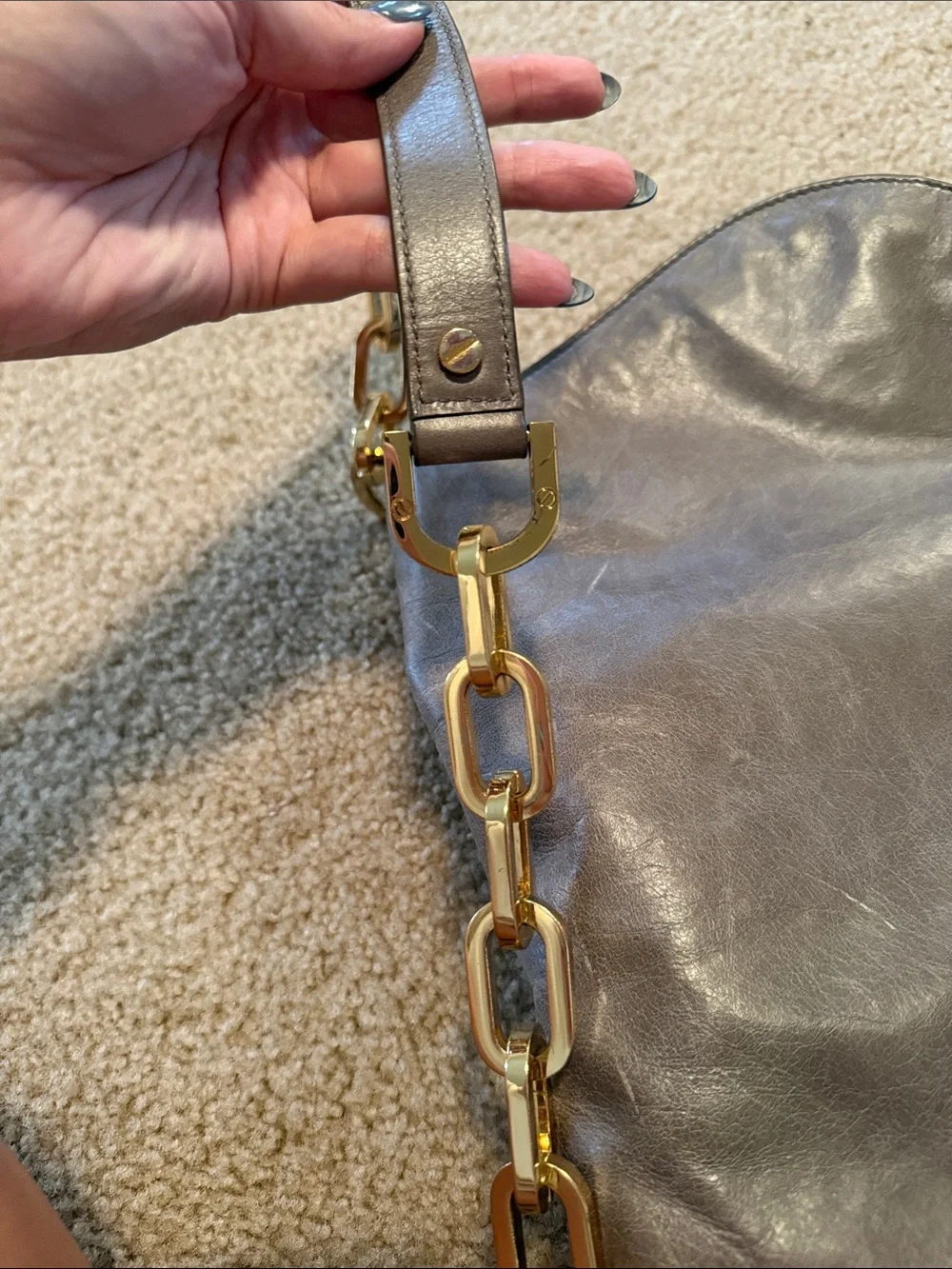 Tory Burch Gray Hobo Shoulder Bag